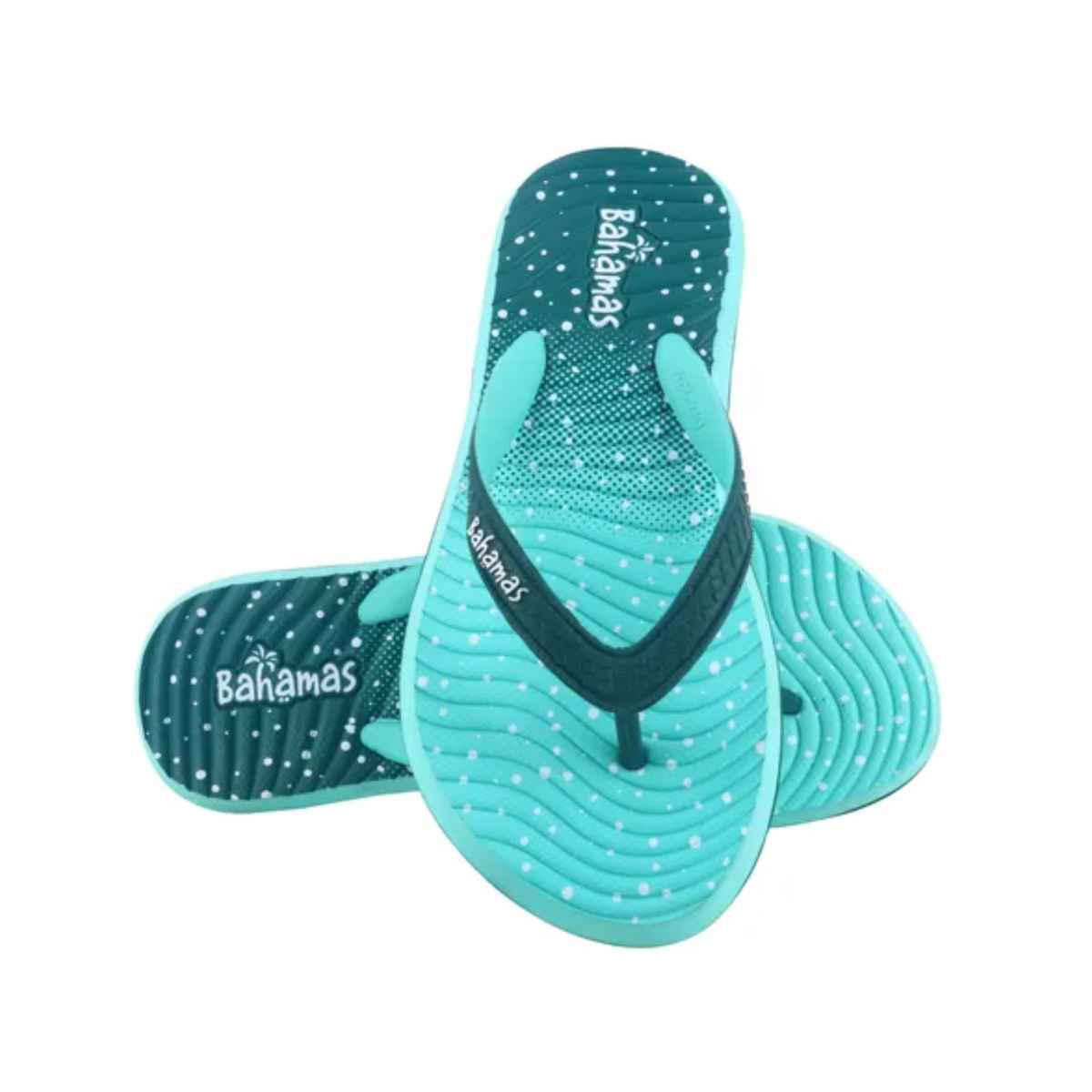 Bahamas Women's Slippers | BHL-228 | Forest Green & Mint - UK 4