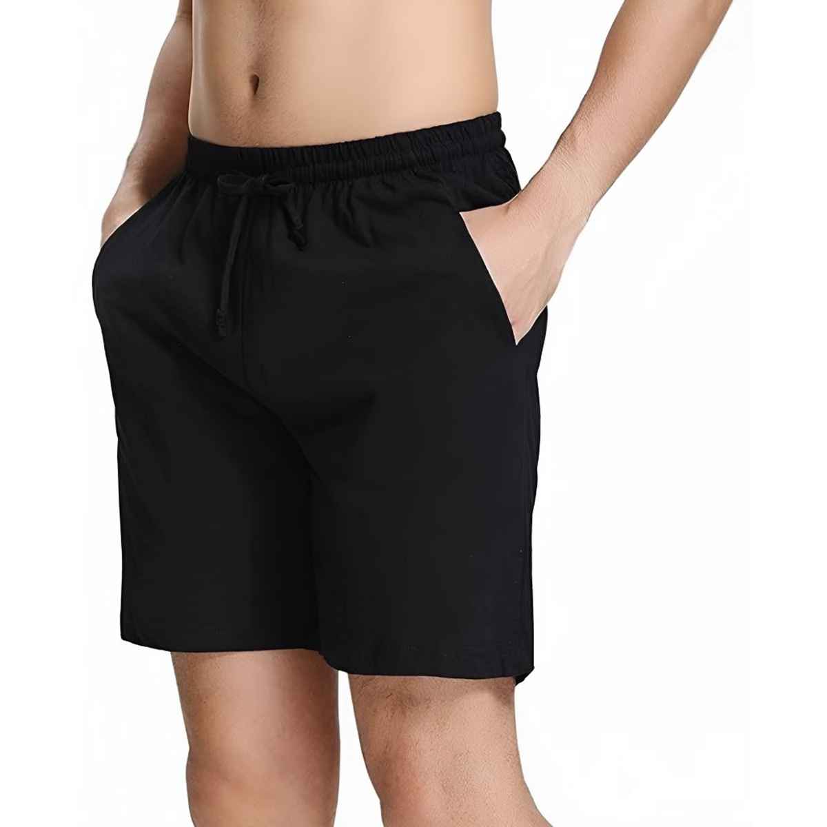 Springman Solid French Terry With Elastic & Drawstring Shorts For Men's | Black | XL