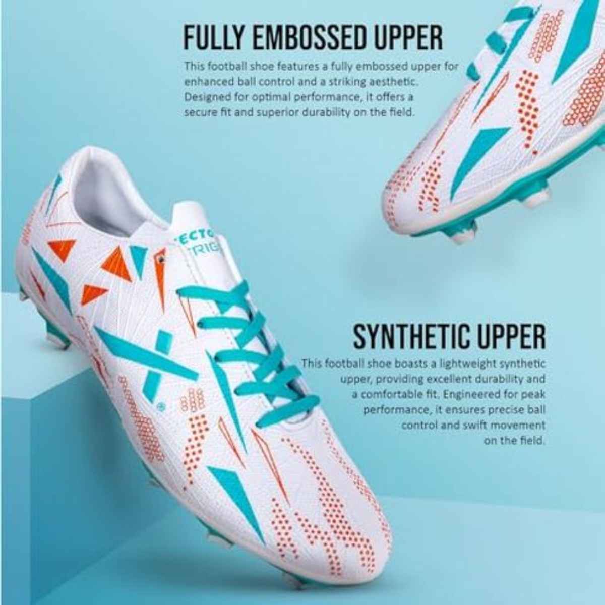 Vector X Trigger Football Shoe Studs Double Colored High Strength For Men | White- Sea Green Size-7