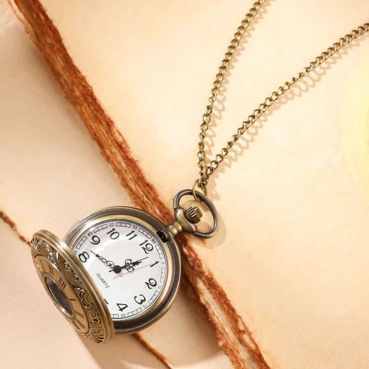 Yellow Chimes Golden Pocket Watch Pendant for Men, Dual Purpose Stainless Steel