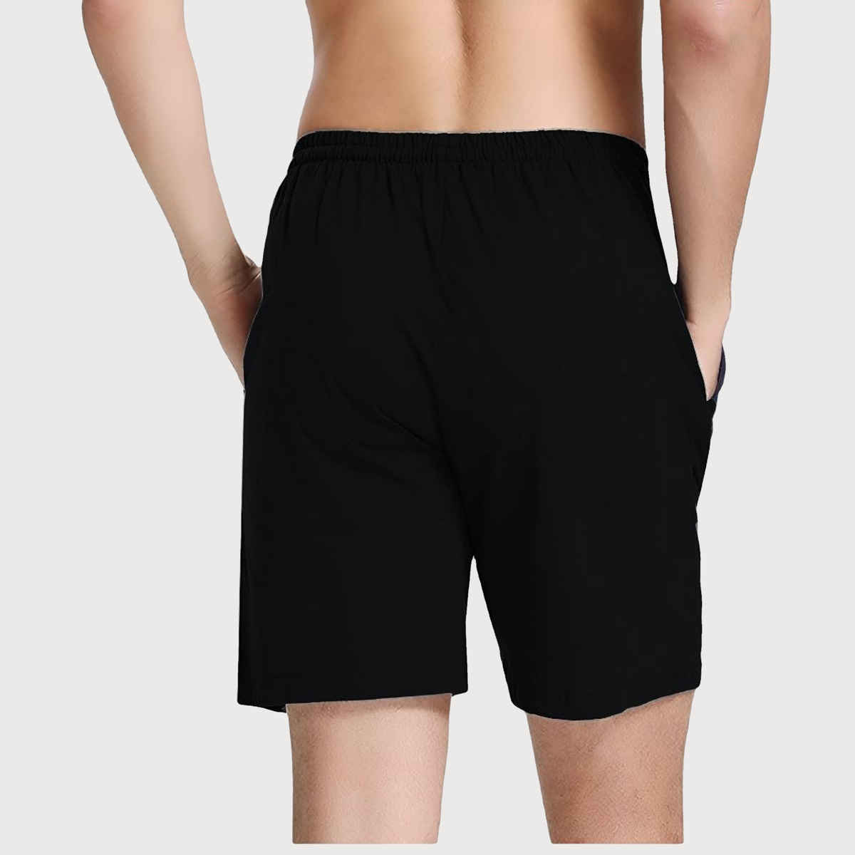 Springman Solid French Terry With Elastic & Drawstring Shorts For Men's | Black | XXL