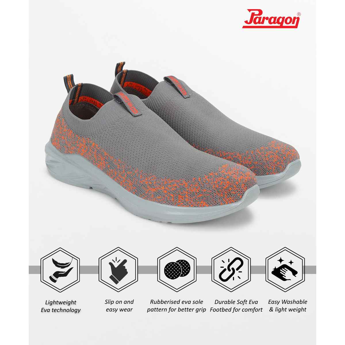 Paragon Men's Grey Pu Sports Shoes PUK3504GS UK 8