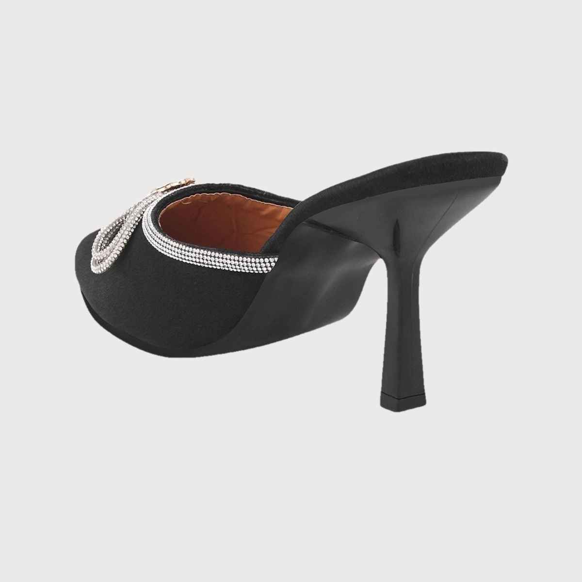 Shoetopia Crystal-Eembellished Black Heels For Women | UK 7