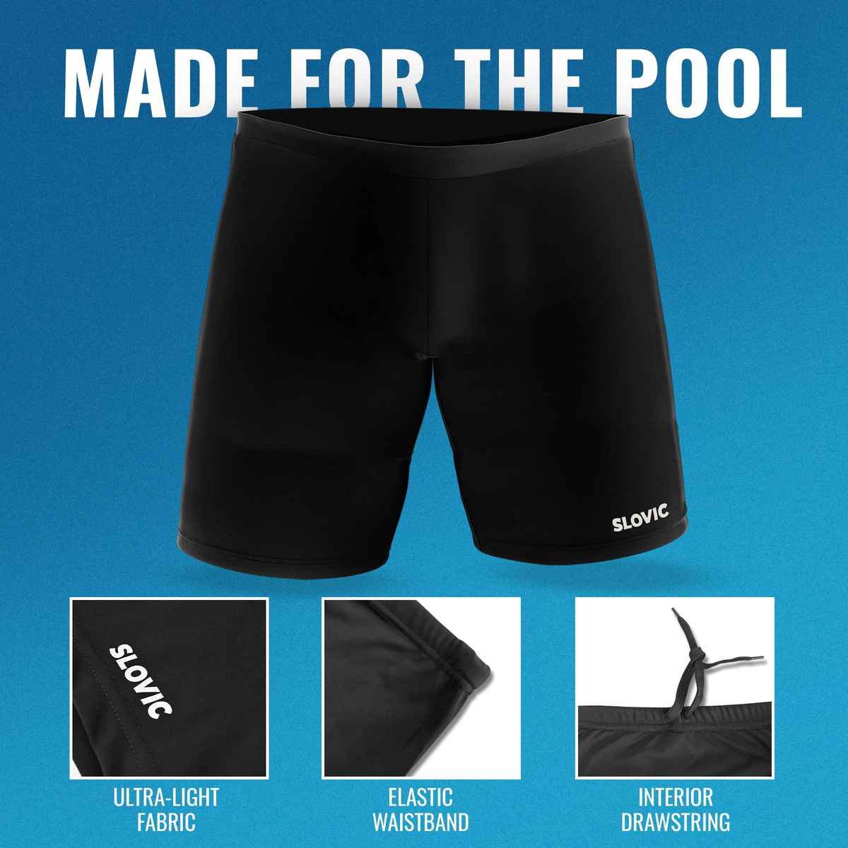 Slovic Men's Swimming Shorts with UPF30+ Sun Protection | Quickly Dries, Easy to wear |  M