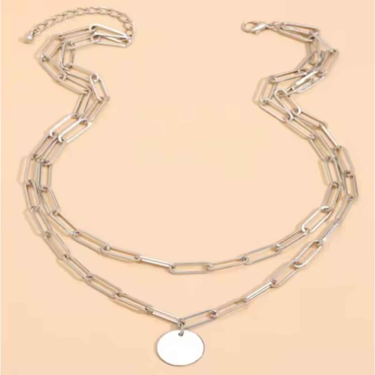 Just Lil Things Chain Link Silver Halo Pendant Silver Necklace | jltzn0013