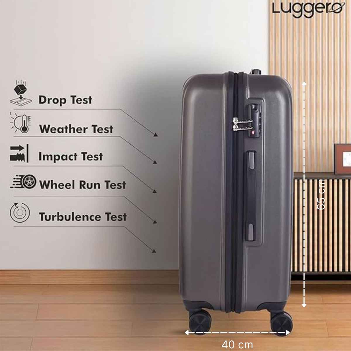 Luggero Classic Trolley Bag | Dark Grey - S