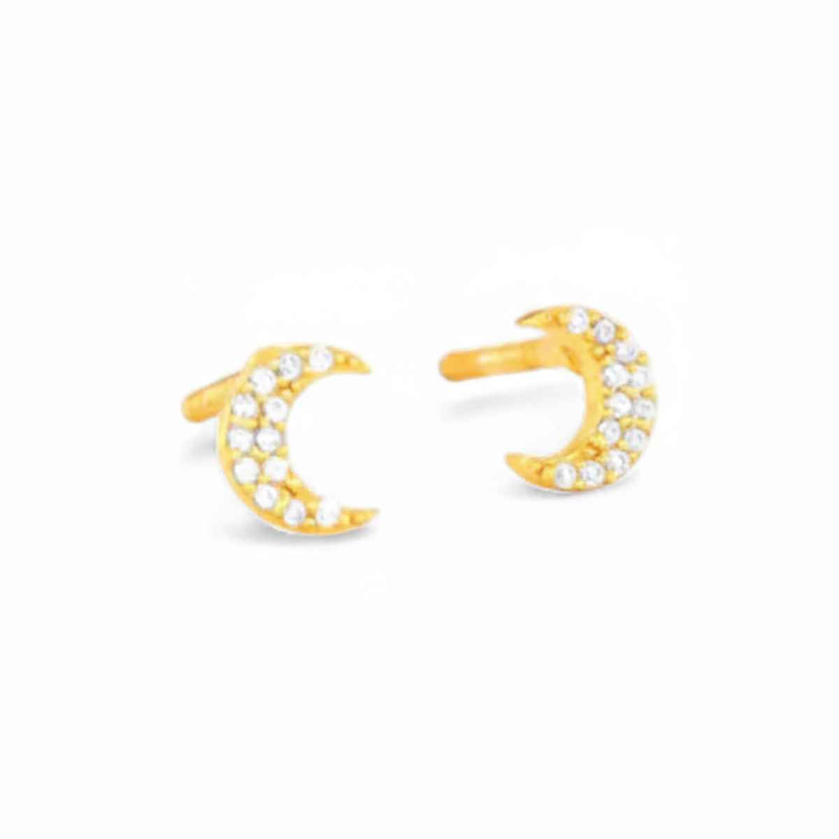 GIVA Golden Crescent Zircon Earrings
