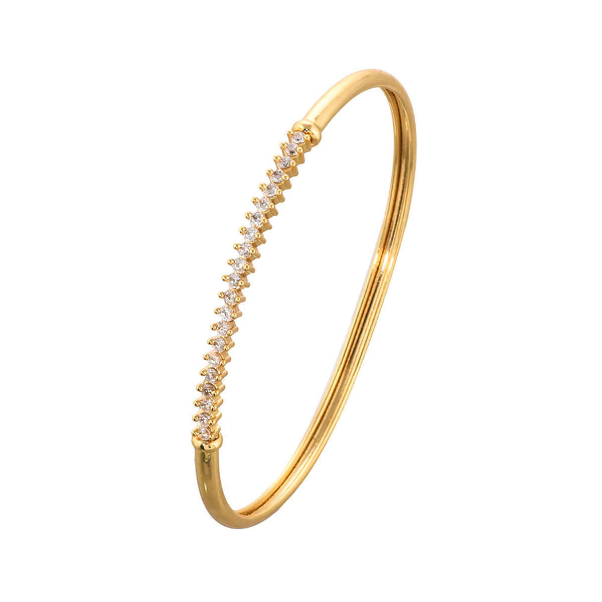 Voylla Sparkling Elegance Round Cut CZ Adorned Gold Plated Brass Bracelet