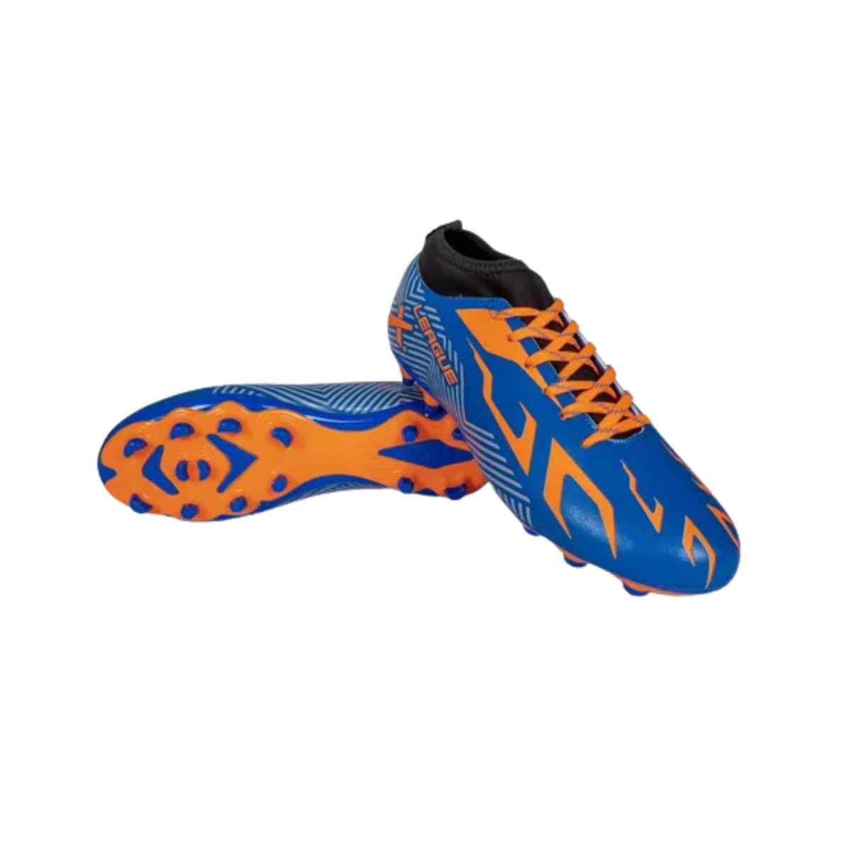 Vector X Men's League Football Shoes With Studs | Blue-Orange - UK 10
