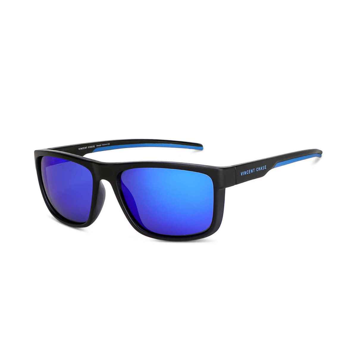 Vincent Chase By Lenskart Unisex Solid Metal Sunglasses | Blue and Black - L