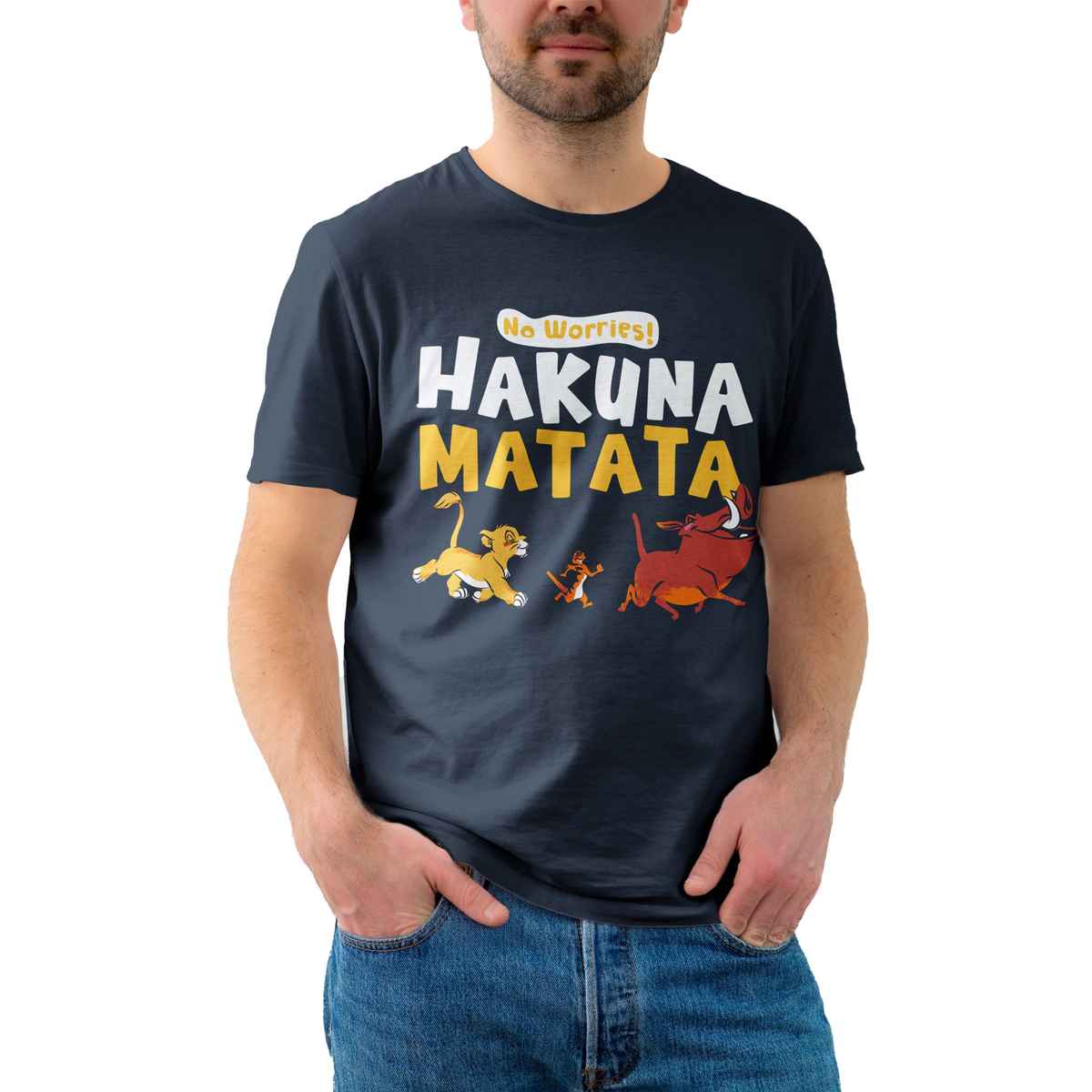 Bonorganik Men's Hakuna Matata Graphic Printed T-shirt | Navy - XXL