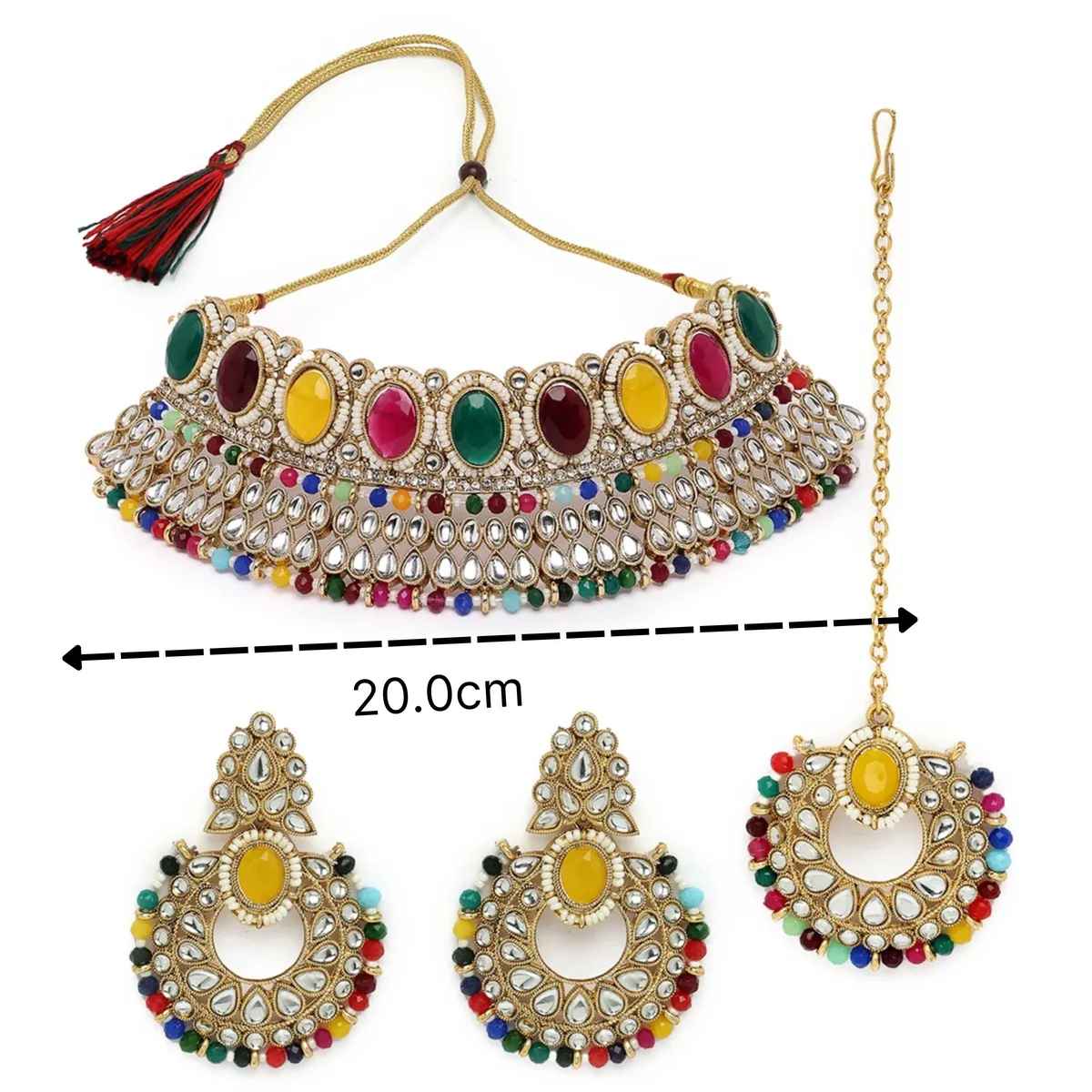 Sukkhi Trendstting Gold Plated Multi Kundan & Beads Studded Choker Necklace Set