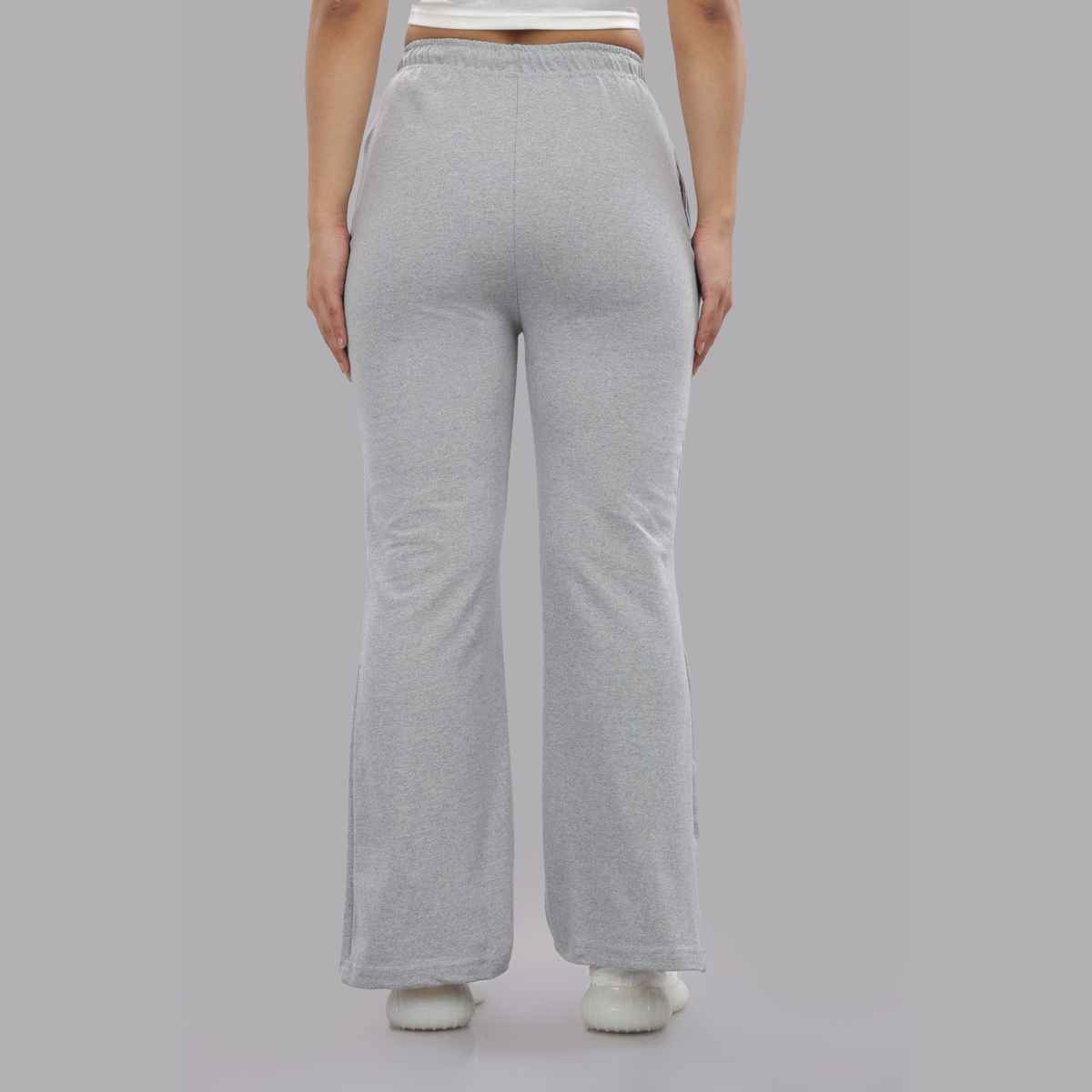 Springman Women's Solid Cotton Rich Baggy Track Pant | Grey - M