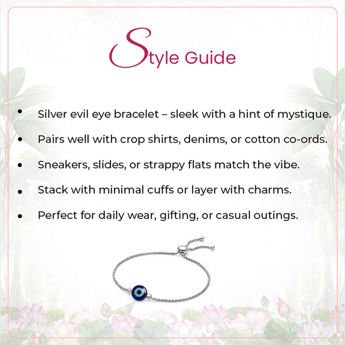 Unniyarcha 92.5 Silver Single Evil Eye Bracelet