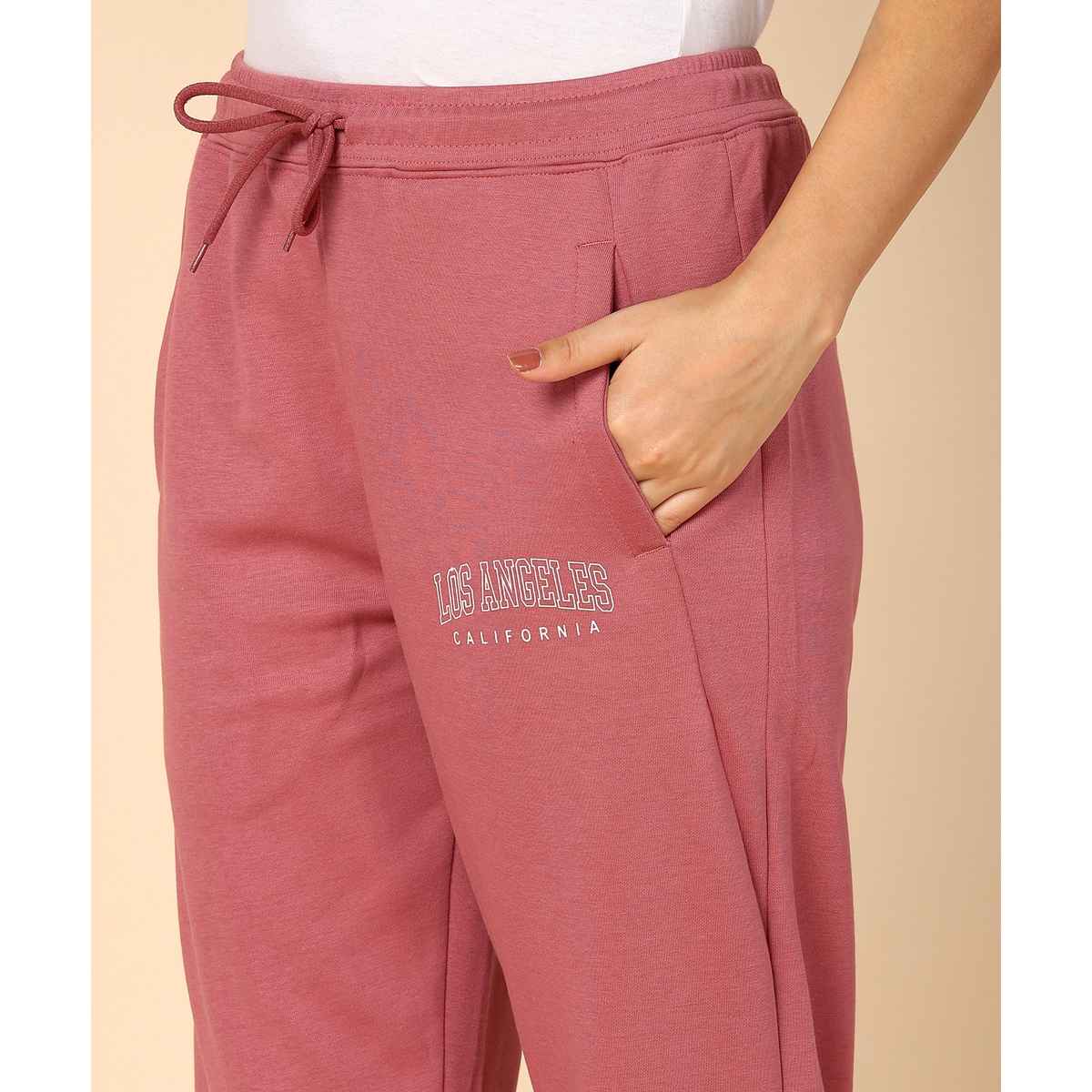 Alan Jones Women's Ankle-Length Cotton Trackpant | Comfort Fit | Heavy GSM Fabric | Pink - XL