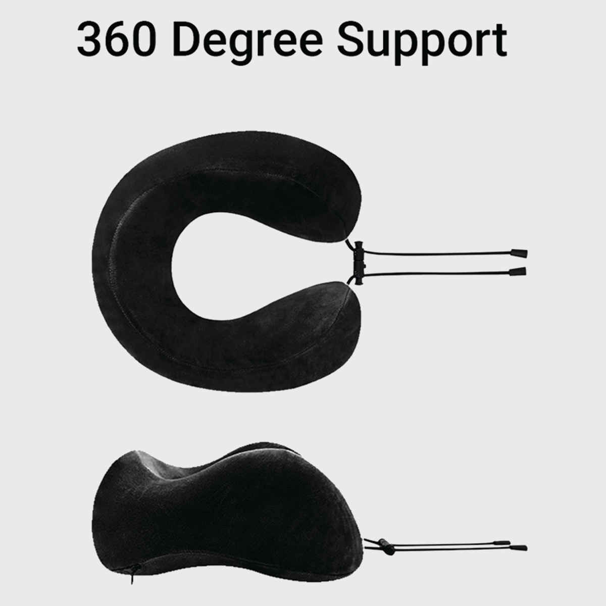 Billebon Unisex Memory Foam Neck Pillow | Black - One Size