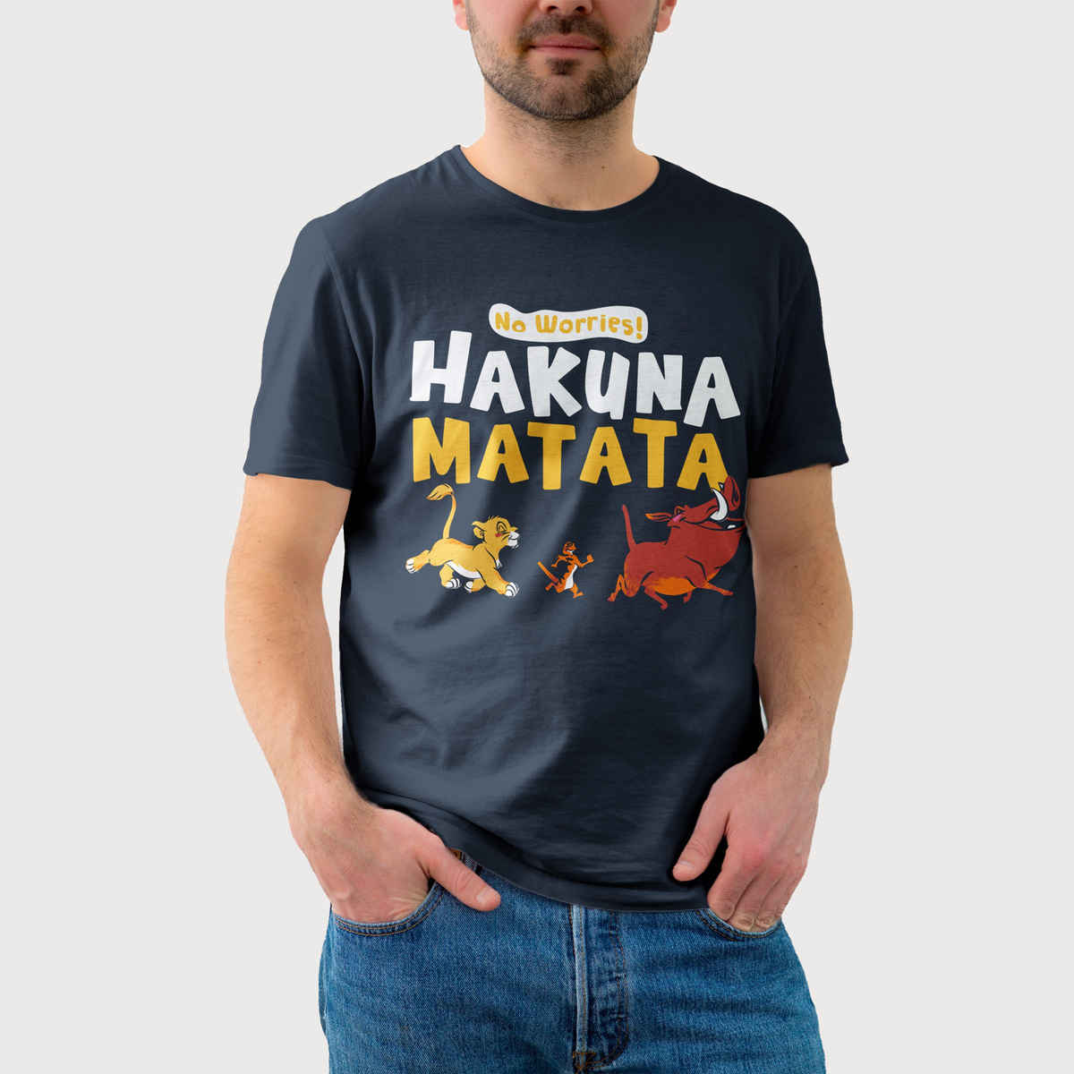 Bonorganik Men's Hakuna Matata Graphic Printed T-shirt | Navy - M