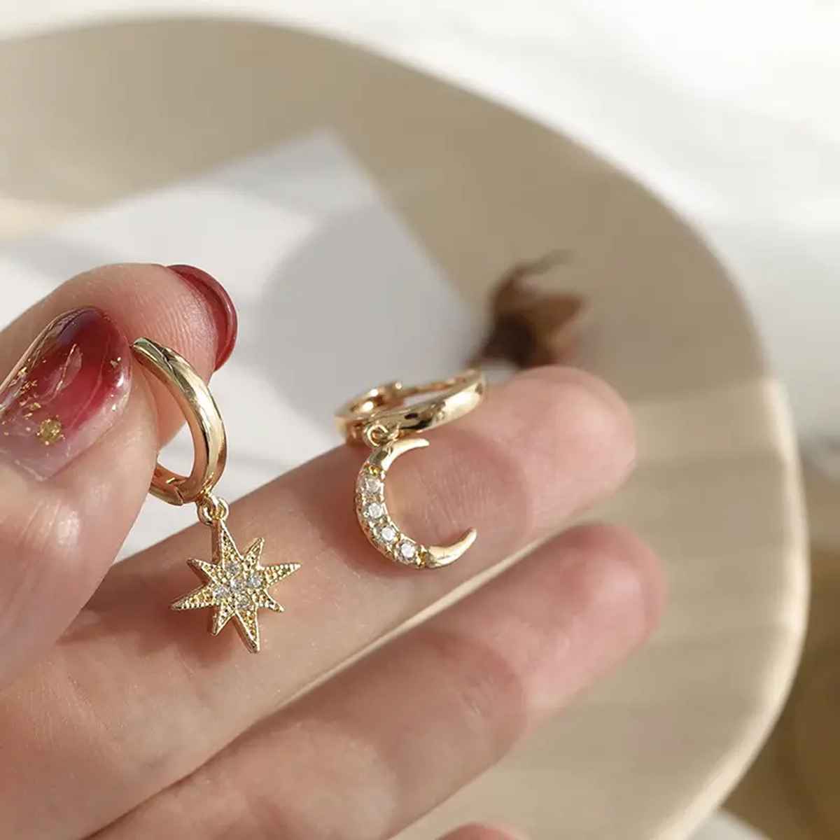Just Lil Things Sun and Moon Gold Hoop Earrings | jltz0006