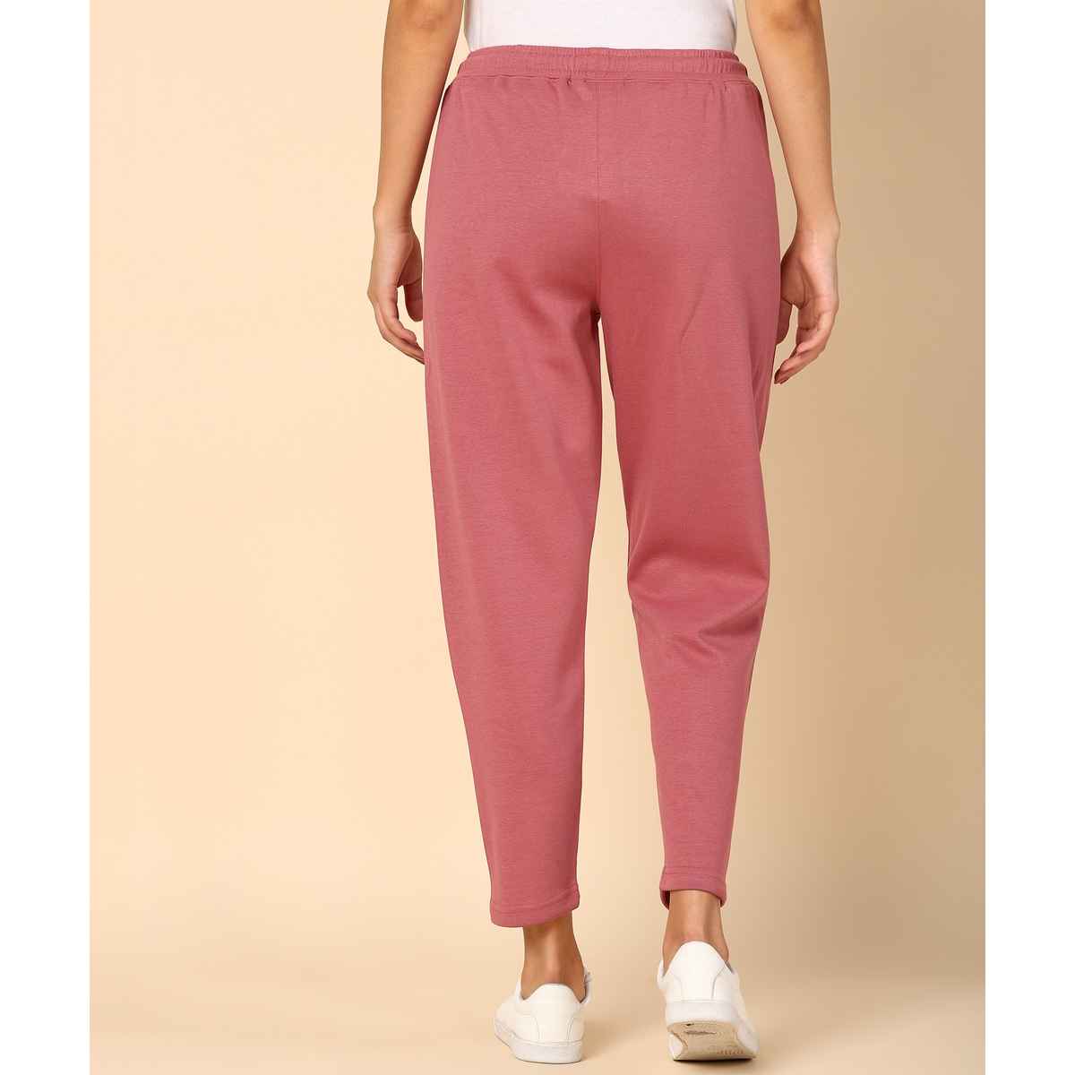 Alan Jones Women's Ankle-Length Cotton Trackpant | Comfort Fit | Heavy GSM Fabric | Pink - XL