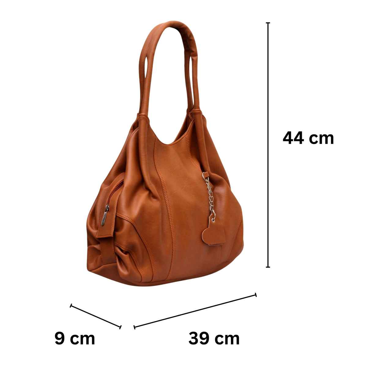 Fostelo Women's Vegan Leather Style Diva Handbags Shoulder Hobo Bag Ladies Purse | Tan | Large