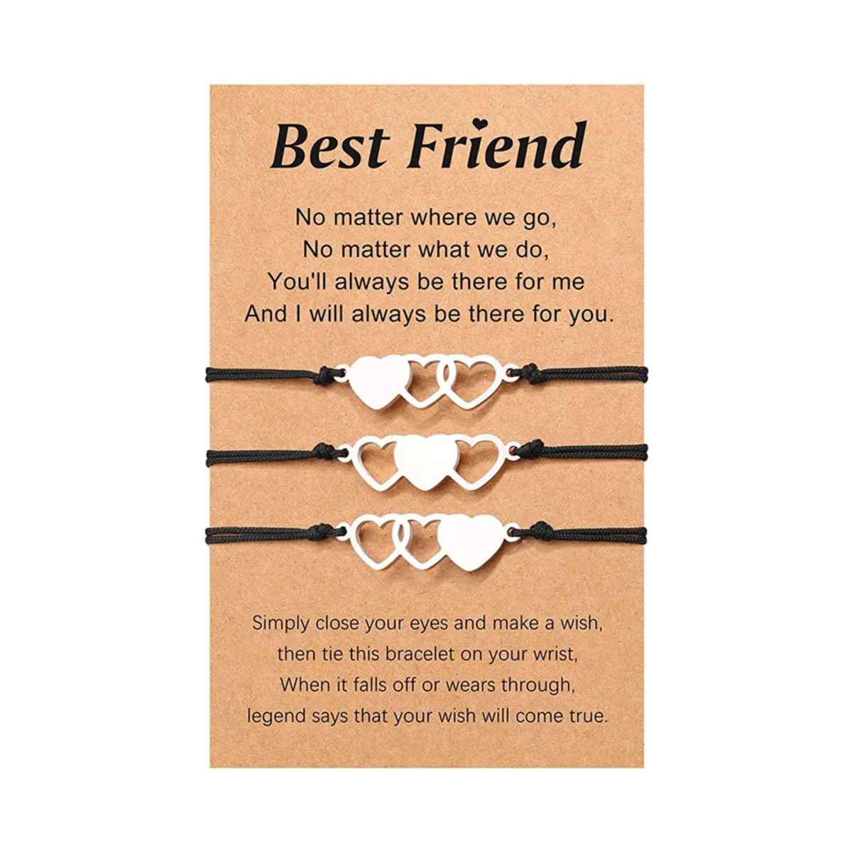 Yellow Chimes Women Set Of 3 Black & Silver-Toned Heart Design Wraparound Bracelet