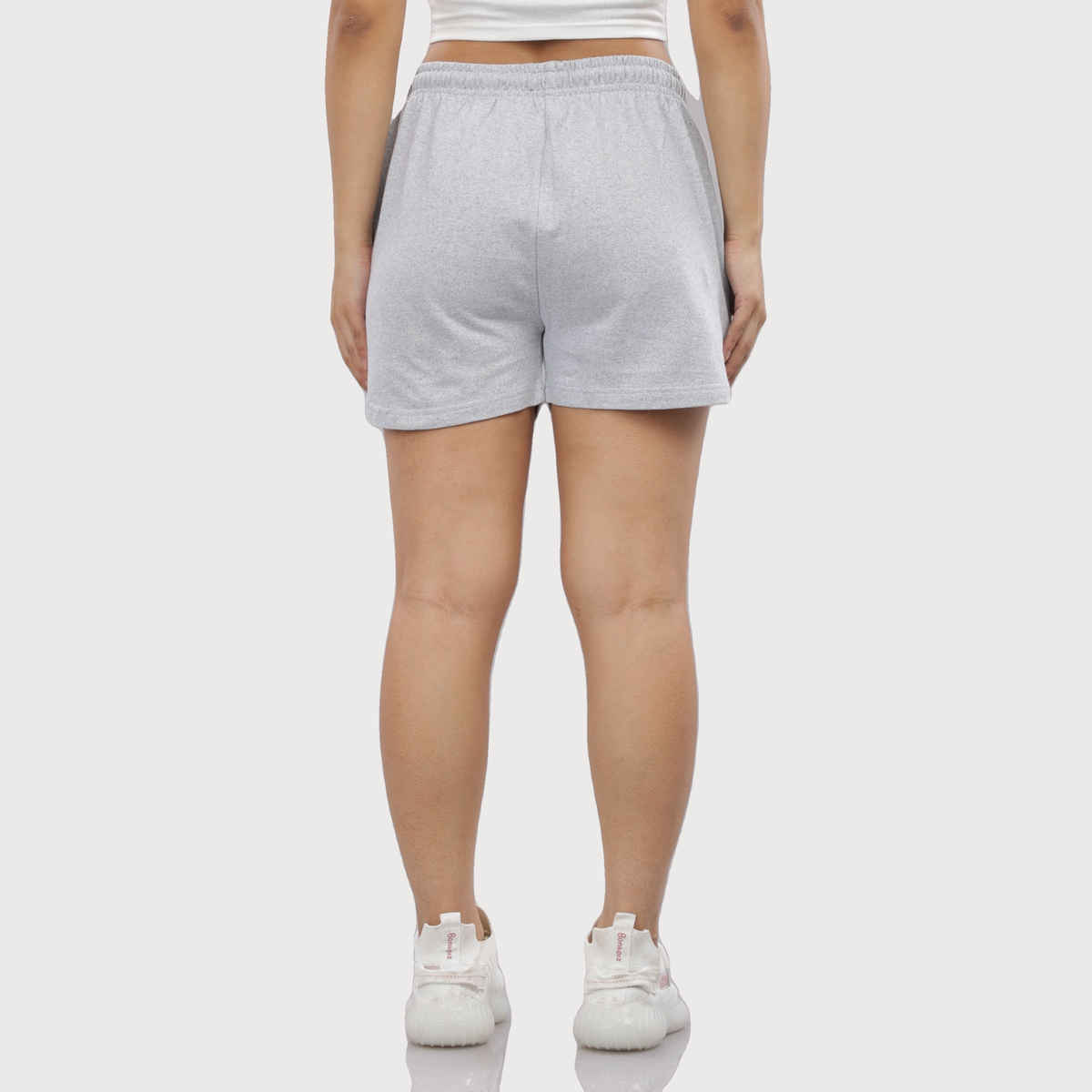 Springman Solid Grey Shorts With Elastic & Drawstring For Women | S