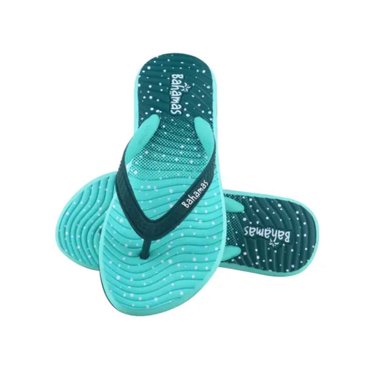 Bahamas Women's Slippers | BHL-228 | Forest Green & Mint - UK 4