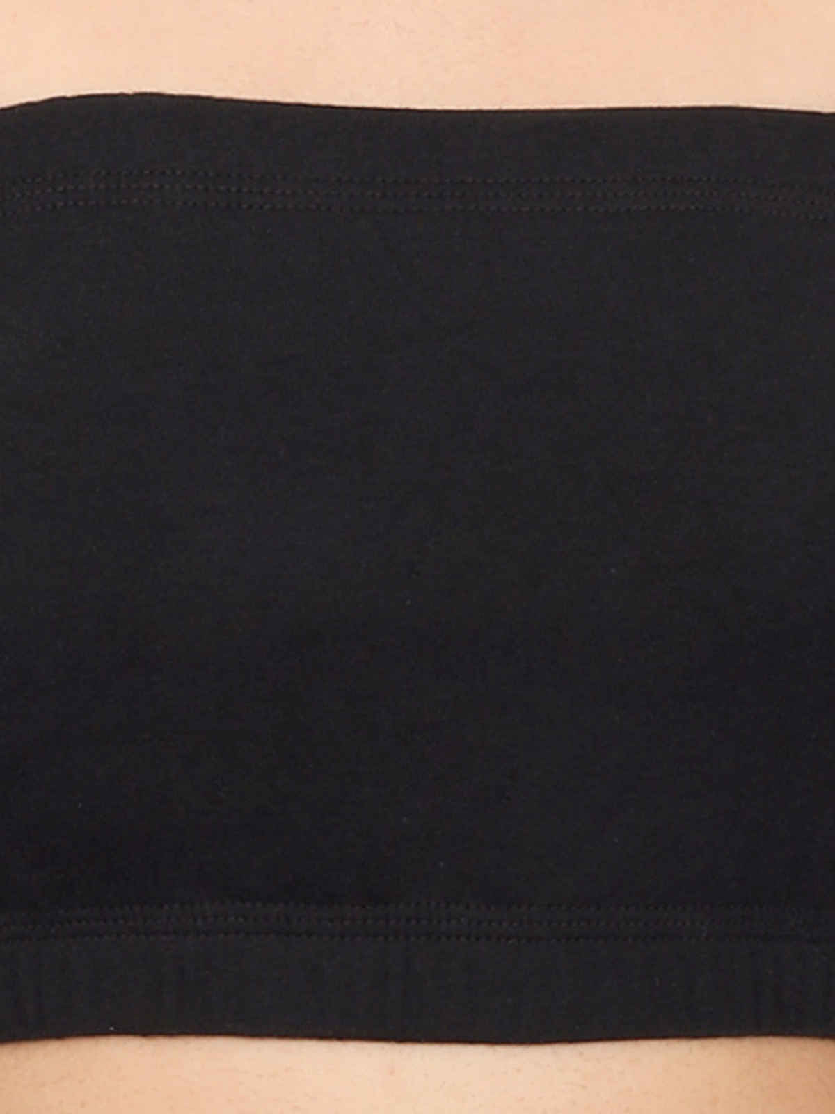 D'chica Women's Cotton Strapless Tube Bra | Double-Layer, Non Padded Bandeau | Black - S