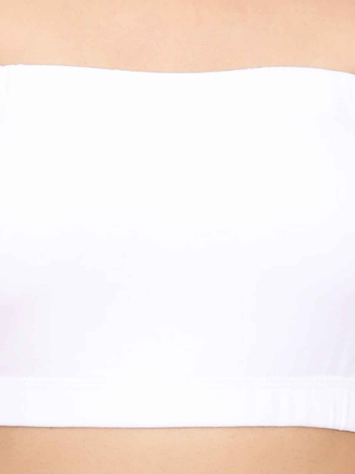 D'chica Women's Cotton Strapless Tube Bra | Double-Layer, Non Padded Bandeau | White - L