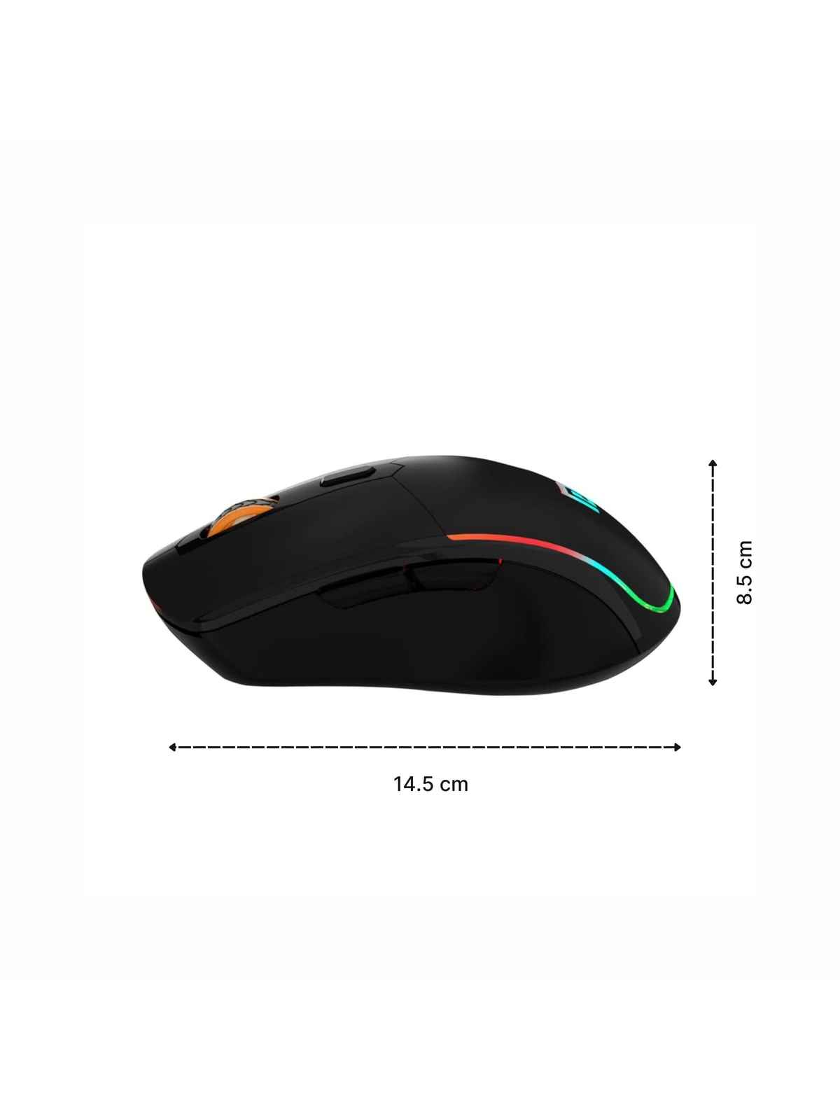 Portronics Toad One Bluetooth Mouse with 2.4 GHz & BT 5.3 Dual Wireless, 6 Buttons, Rechargeable, RGB Lights, Connect 3 Devices, Ergonomic Design for Laptop, Smartphone, Tablet - Black