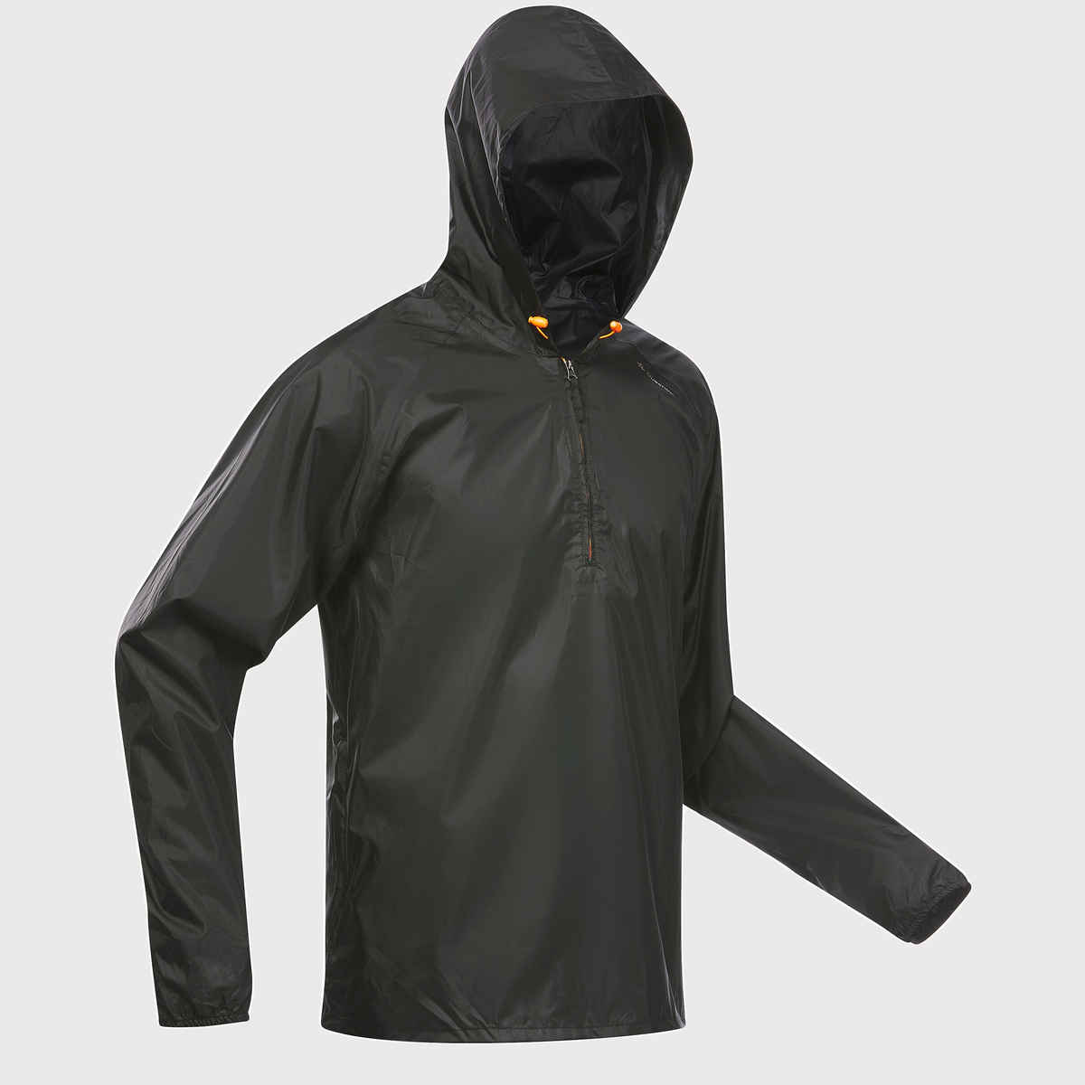 Decathlon | Quechua Men's Half Zip Rain Jacket With Storage Pouch | Black - XS/S