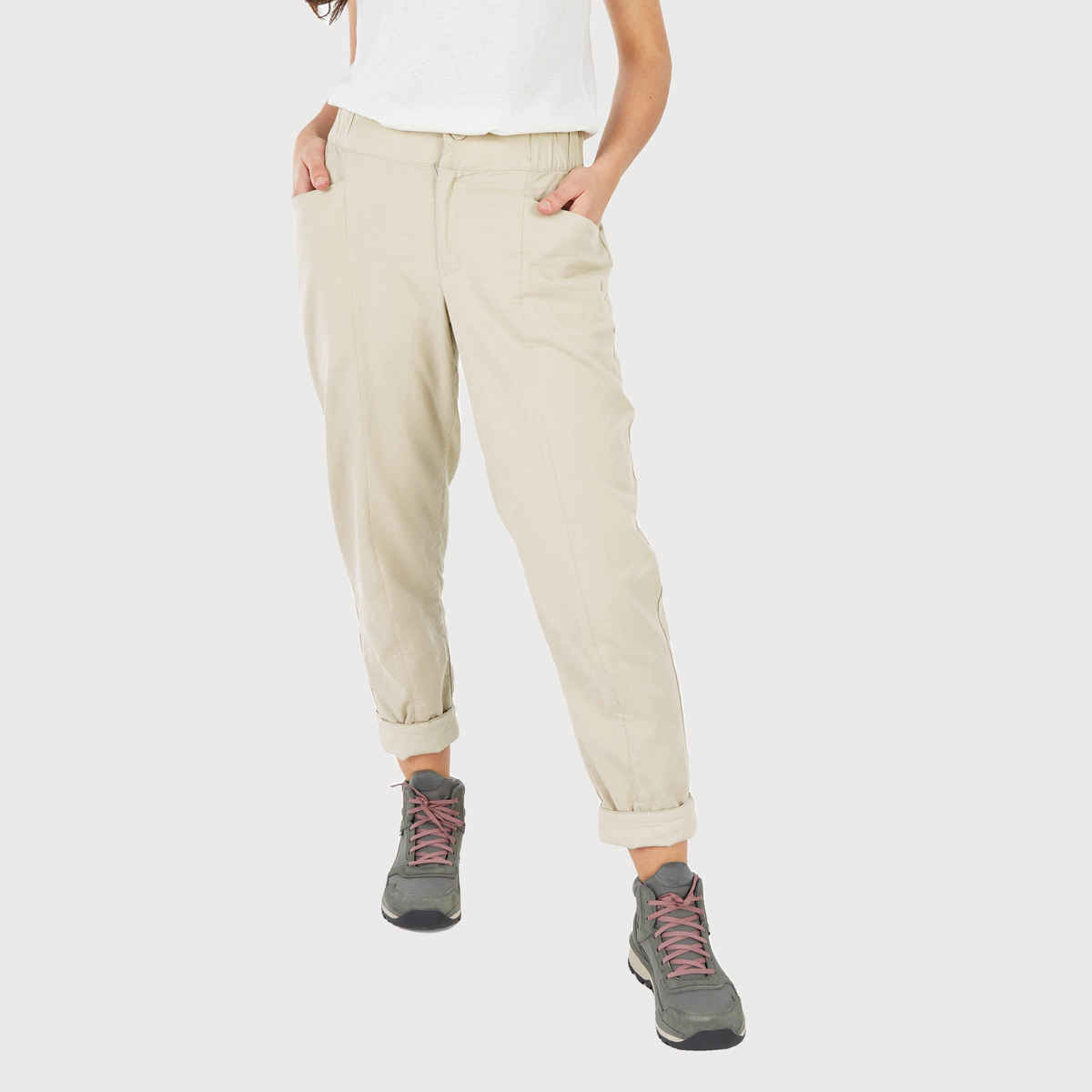 Decathlon Quechua Women's Relaxed Fit Linen Pants | Beige | UK4