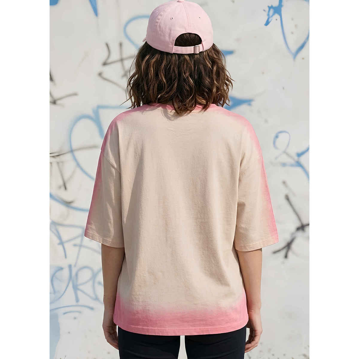 Smartees Women's Oversize Tie & Dye Tshirt | Beige - M