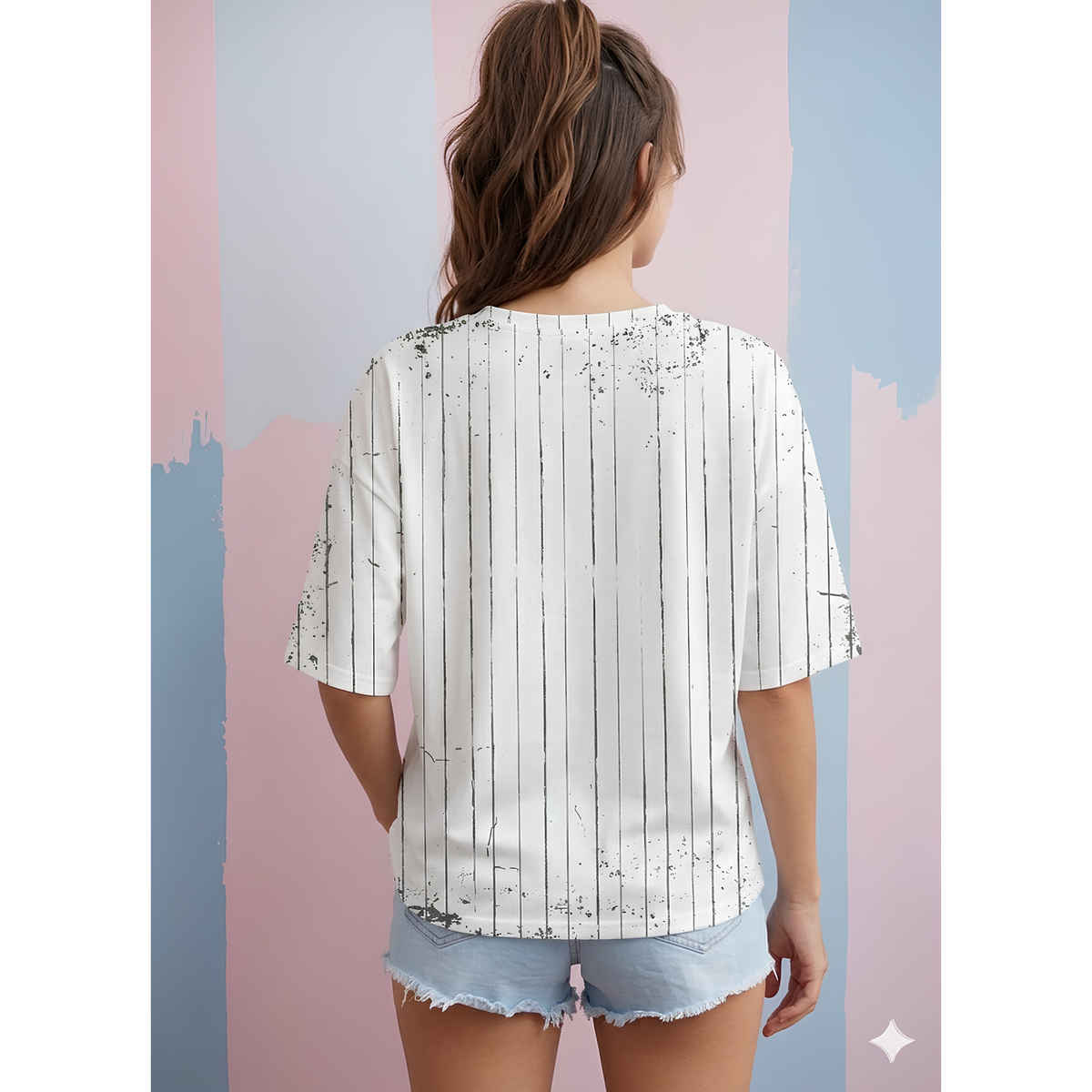 Smartees Women's Oversize Allover Printed Tshirt | White - S