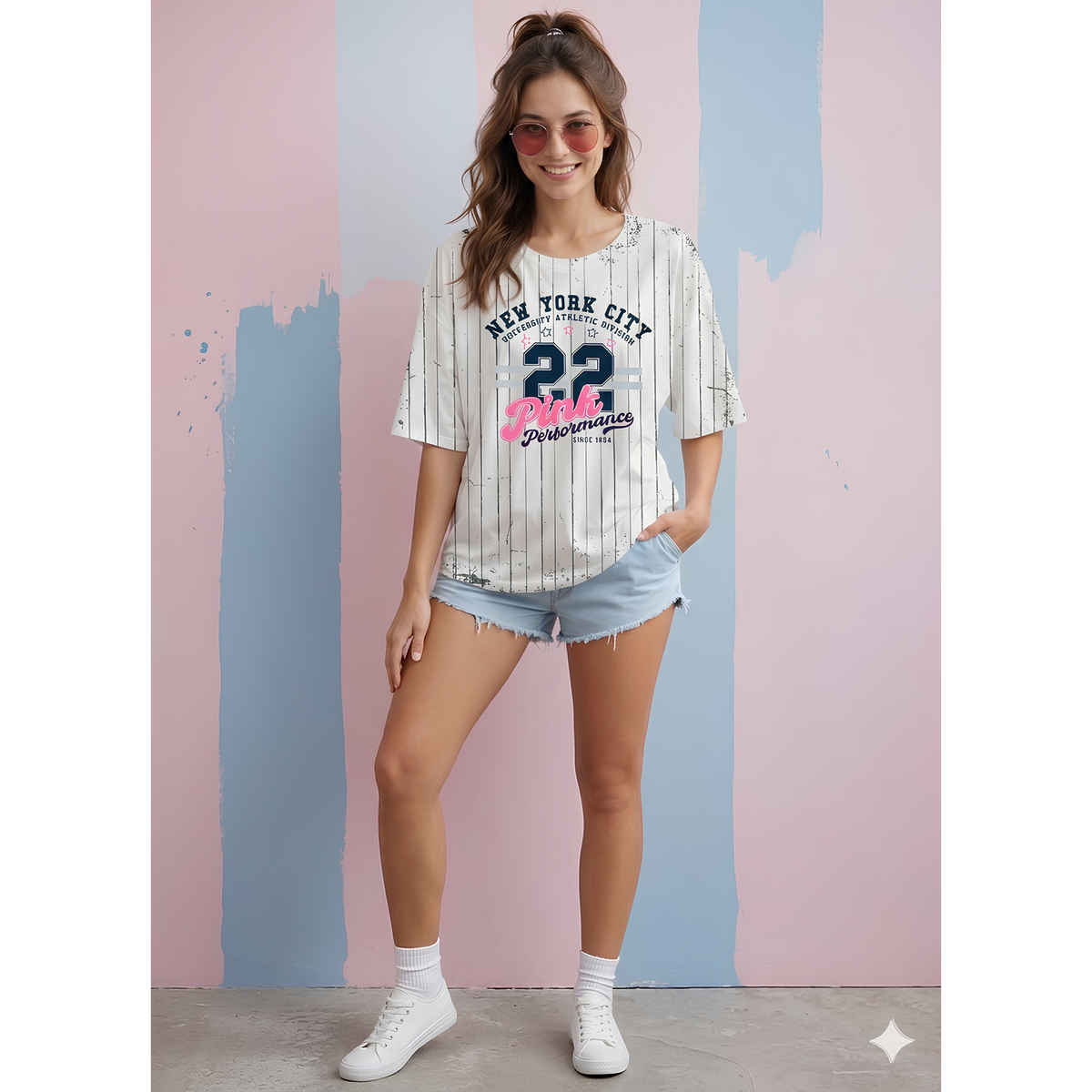 Smartees Women's Oversize Allover Printed Tshirt | White - S