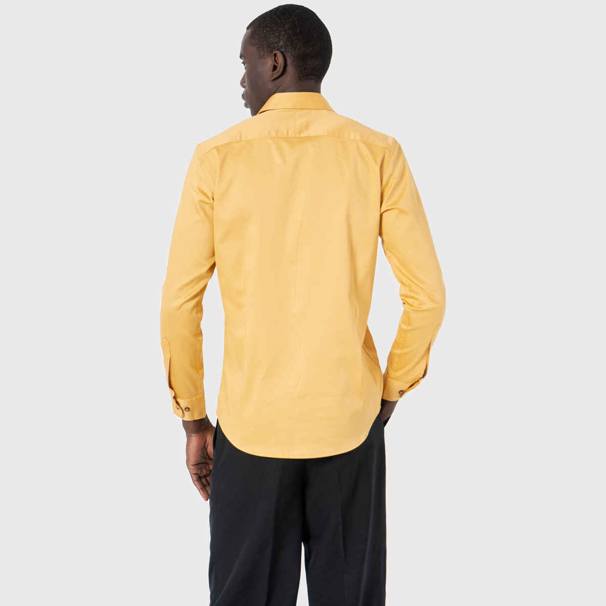 Sanskrutihomes India Slim Spread Collar Solid Satin Slim Fit Casual Shirt for Men s | Yellow | XL