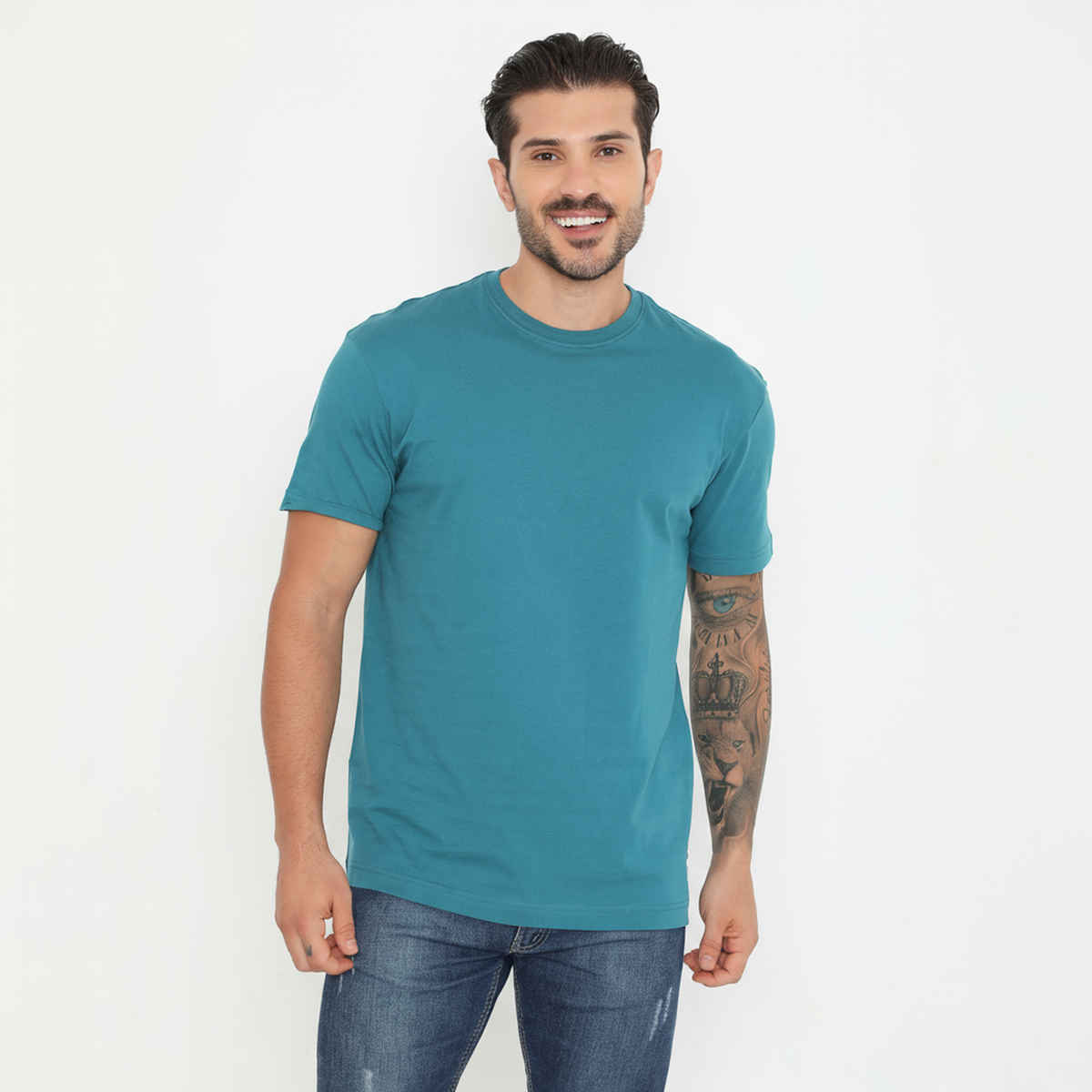 Rivolta Men Round Neck T-Shirt | Blue | 004 | XL