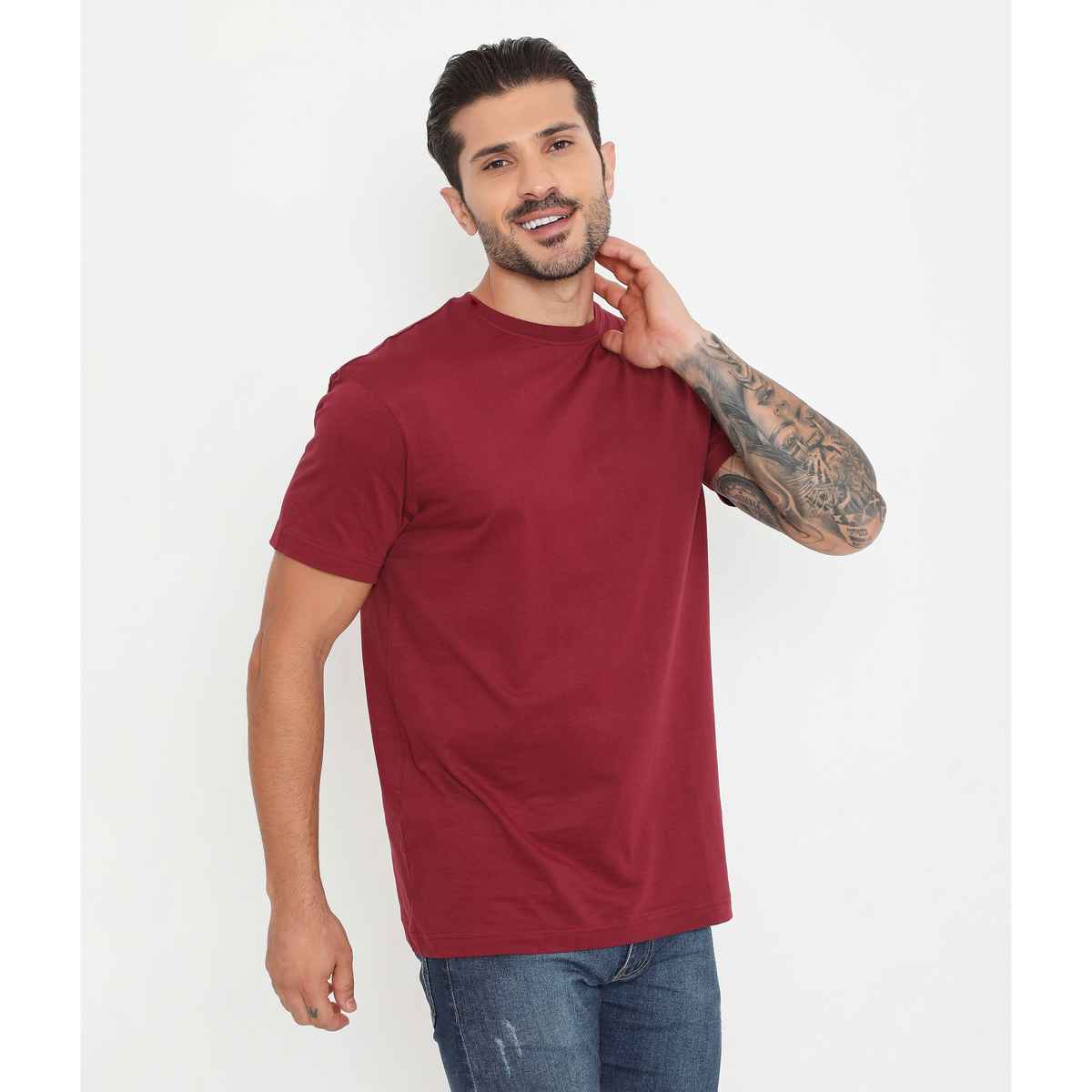 Rivolta Men's Round Neck T-Shirt | Maroon 004 | M