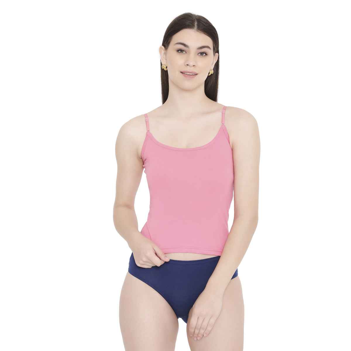 Feelings Camisole 02 Adjustable Strap | Pack of 2 | Skin and Pink | M