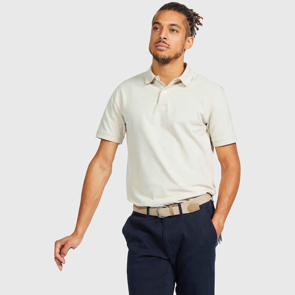 Decathon | Inesis Men's Cotton Golf T-shirt - Light Beige, M