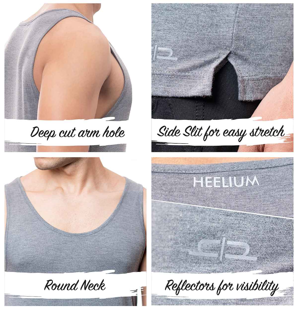Heelium Bamboo Vest for Men | Super Soft, Odour Free & Comfort Fit | Pack of 1 - Grey - M