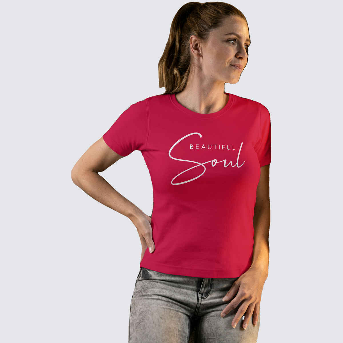 Outlaws Women's Cotton Rich Printed Half Sleeve Round Neck T - Shirt | Raspberry - L