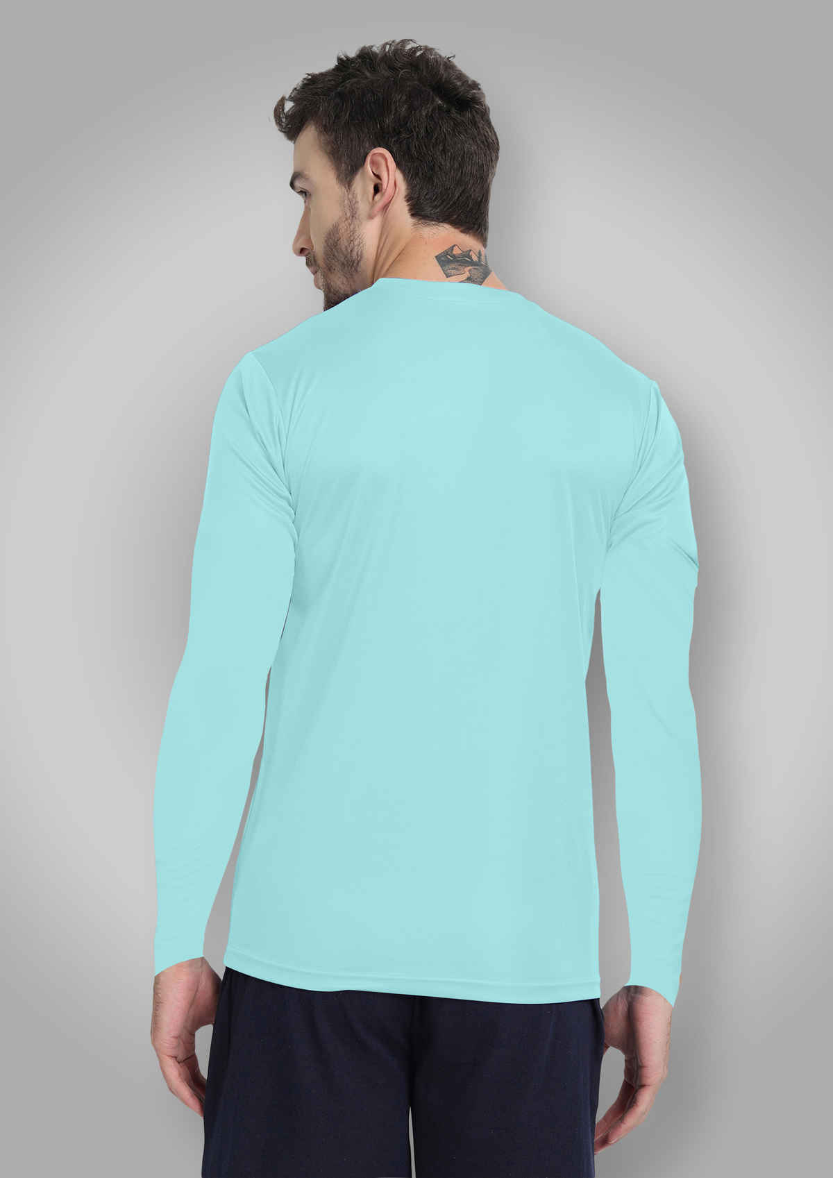 FTX Men's Full Sleeve Solid Polyester Casual Sports T-Shirt | Regular Fit | Aqua - M