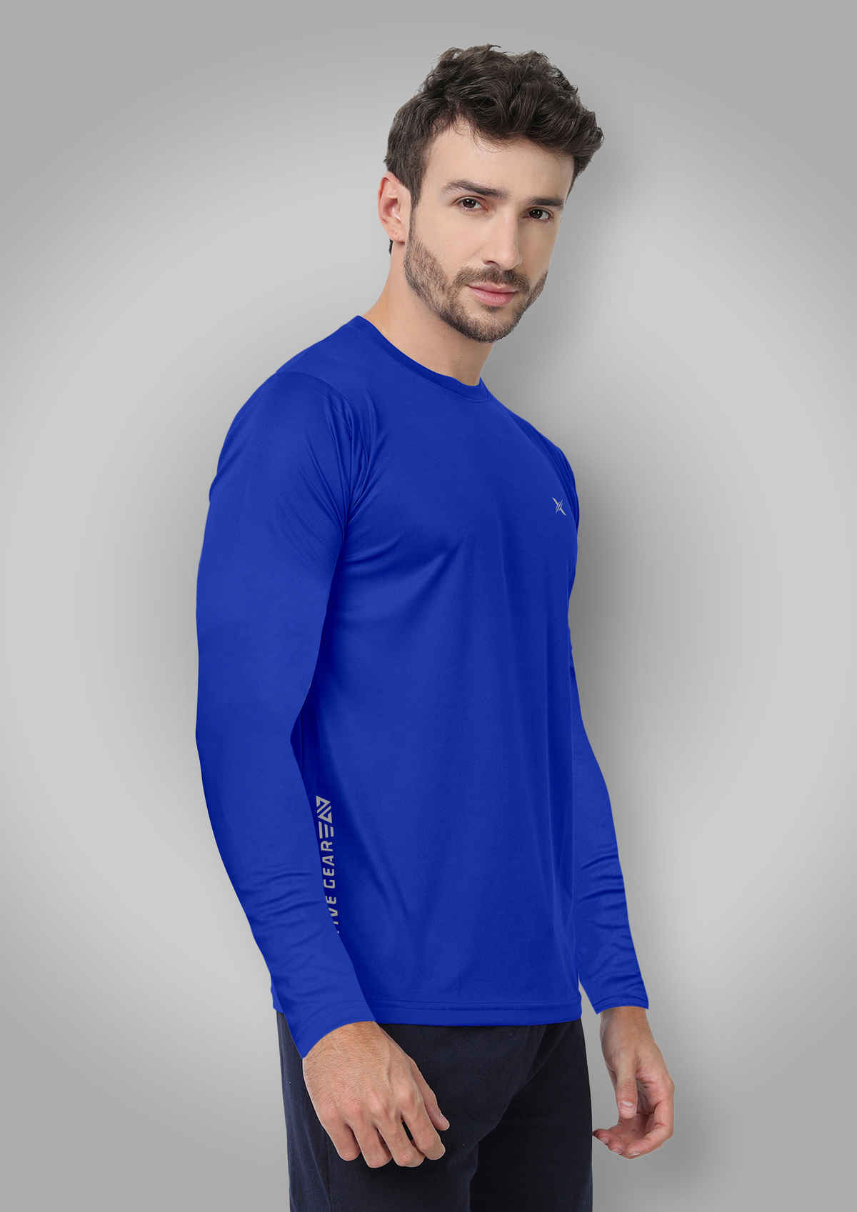 FTX Men's Full Sleeve Solid Polyester Casual Sports T-Shirt | Regular Fit | Royal Blue - M