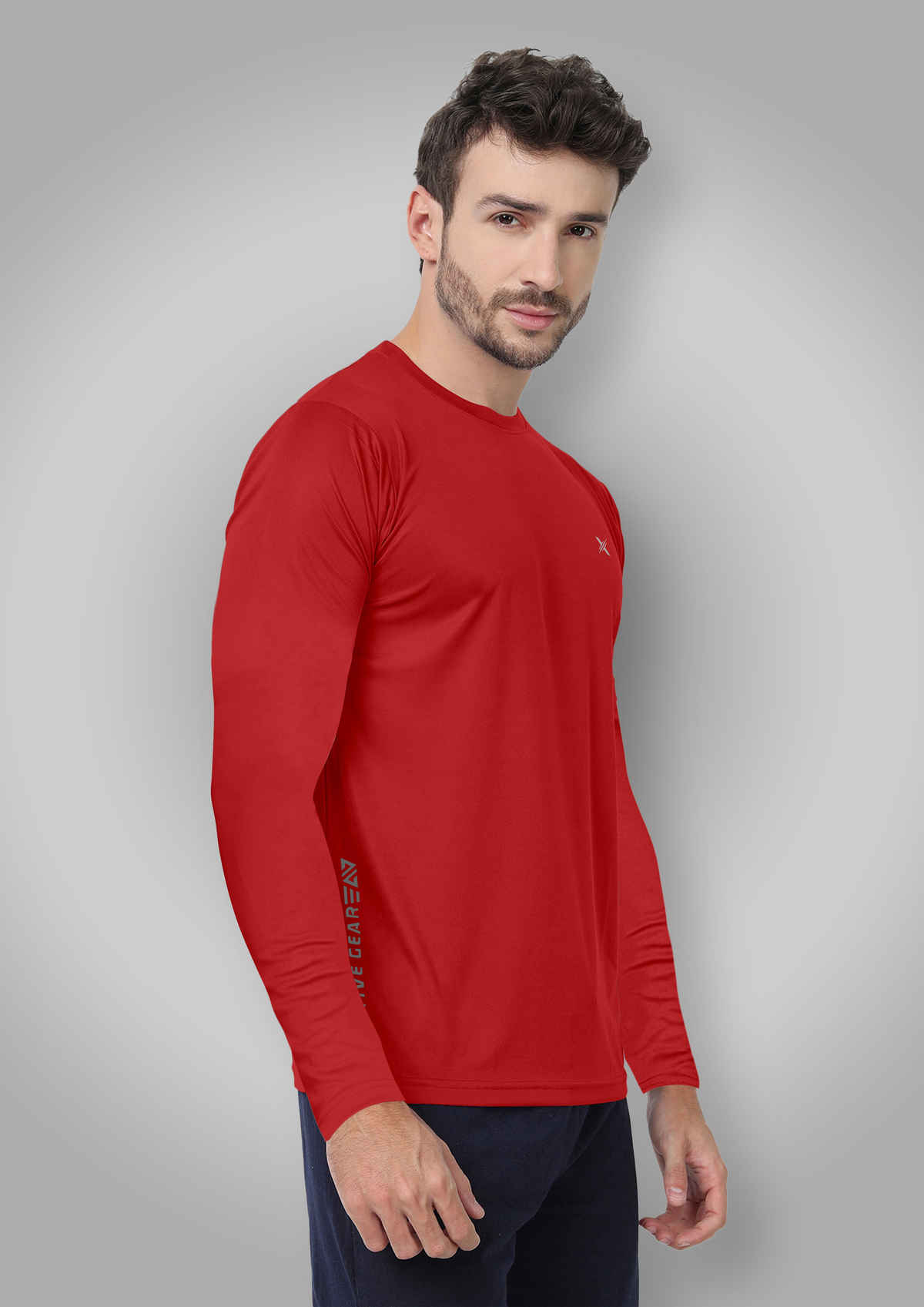 FTX Men's Full Sleeve Solid Polyester Casual Sports T-Shirt | Regular Fit | Red - M