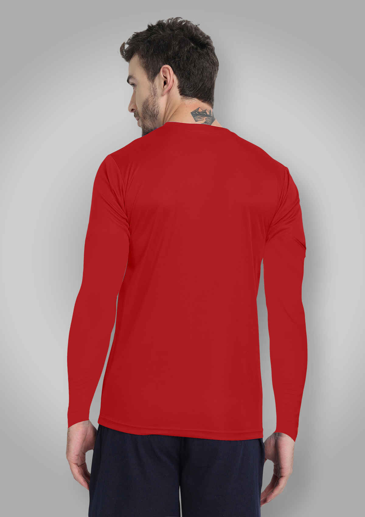 FTX Men's Full Sleeve Solid Polyester Casual Sports T-Shirt | Regular Fit | Red - XL