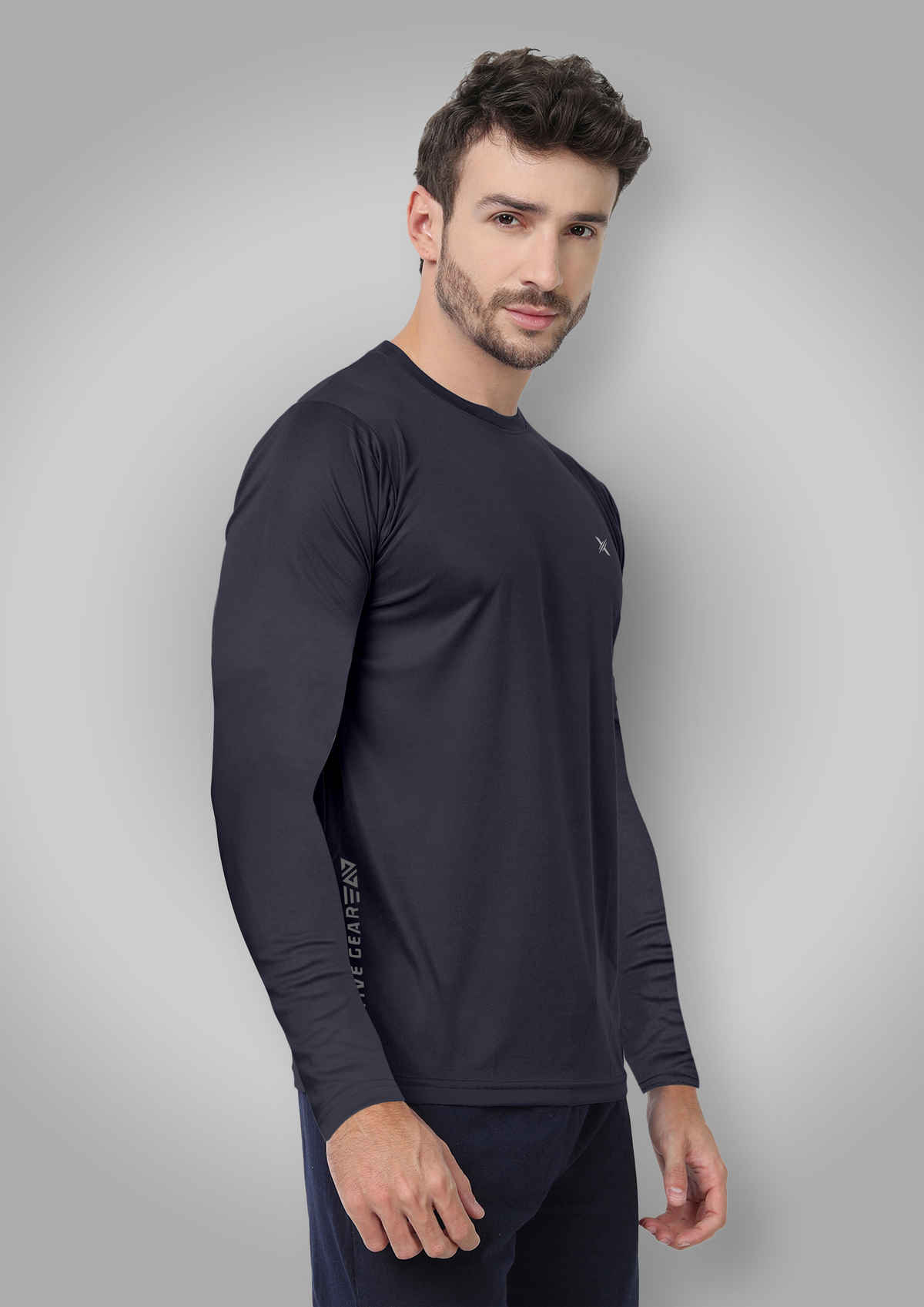 FTX Men's Full Sleeve Solid Polyester Casual Sports T-Shirt | Regular Fit | Steel Grey - XL
