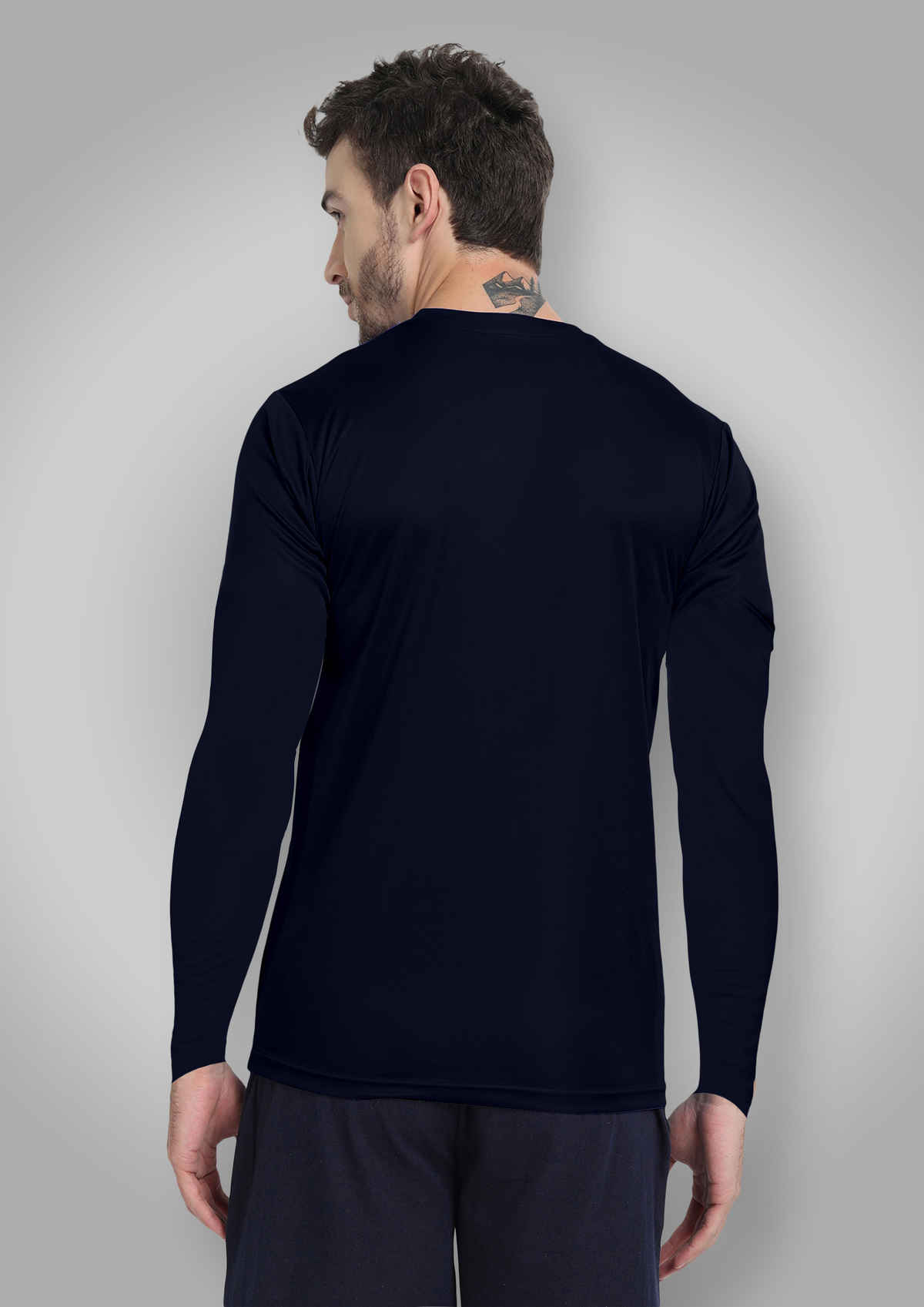 FTX Men's Full Sleeve Solid Polyester Casual T-Shirt | Regular Fit | Navy - S