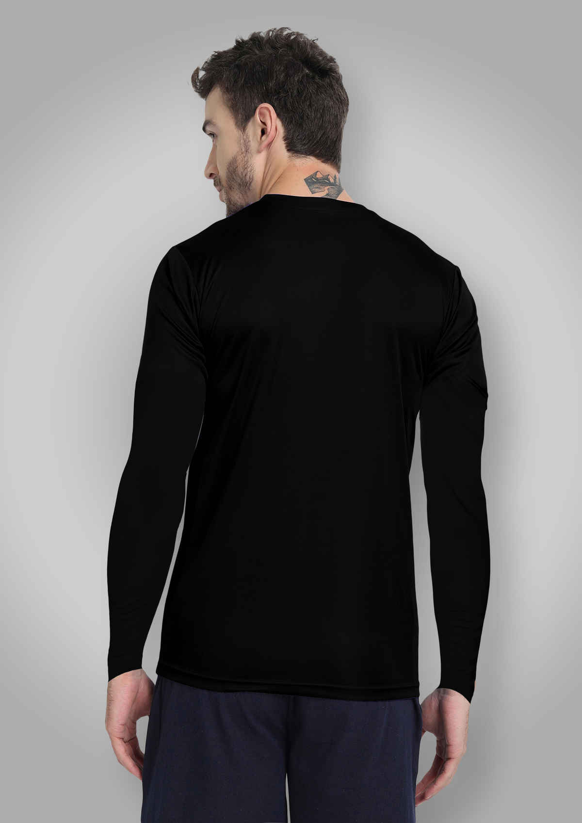 FTX Men's Full Sleeve Solid Polyester Casual T-Shirt | Regular Fit | Black - S