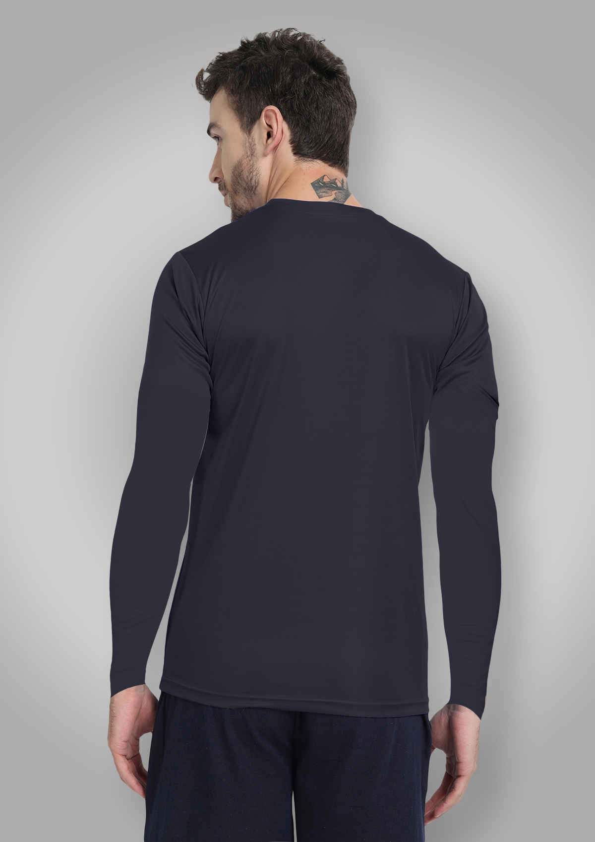 FTX Men's Full Sleeve Solid Polyester Casual Sports T-Shirt | Regular Fit | Steel Grey - XL